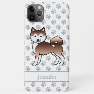 Red Alaskan Malamute Cute Cartoon Dog & Name iPhone 11 Pro Max Case
