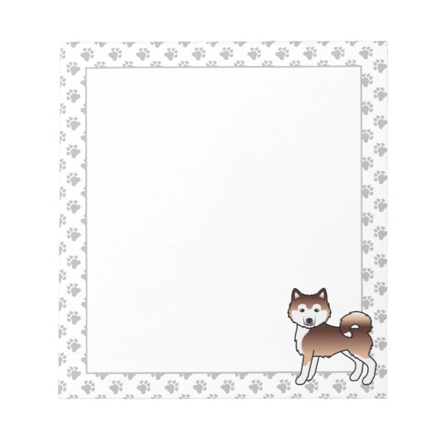 Red Alaskan Malamute Cute Cartoon Dog Notepad (Front)