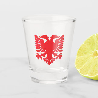 Red Albanian Eagle Shot Glass