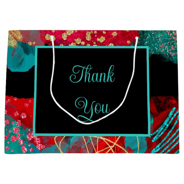 Red Alcohol Ink Birthday Party Large Gift Bag (Front)