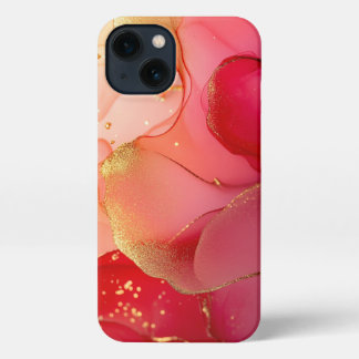 red alcohol ink mordern art elegant girl iPhone 13 case