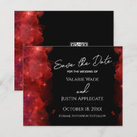 Red Alcohol Ink Save the Date Wedding