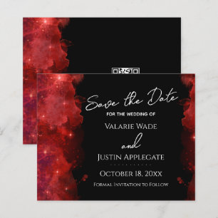 Red Alcohol Ink Save the Date Wedding