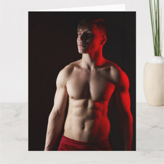 Red Alert Hot Guy Greetings Card