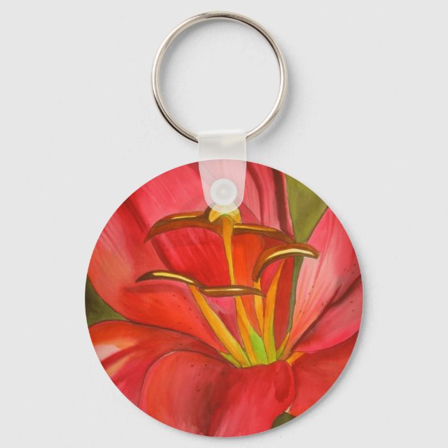 Red Alert lily flower Key Ring (Front)