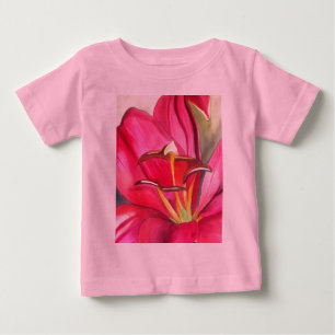 Red Alert Lily watercolor art flower painting Baby T-Shirt