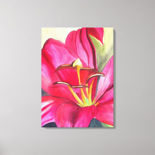 Red Alert Lily watercolor art flower painting Canvas Print