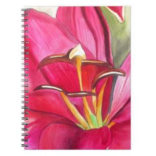Red Alert Lily watercolor art flower painting Notebook