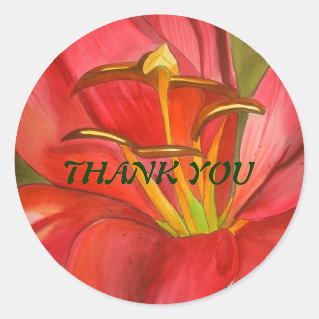 Red Alert Thank You lily flower sticker (Front)