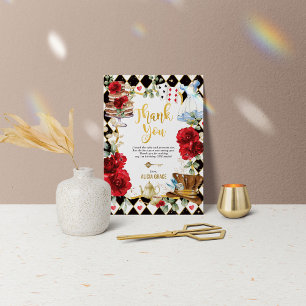 Red Alice in Wonderland Birthday Thank You Card