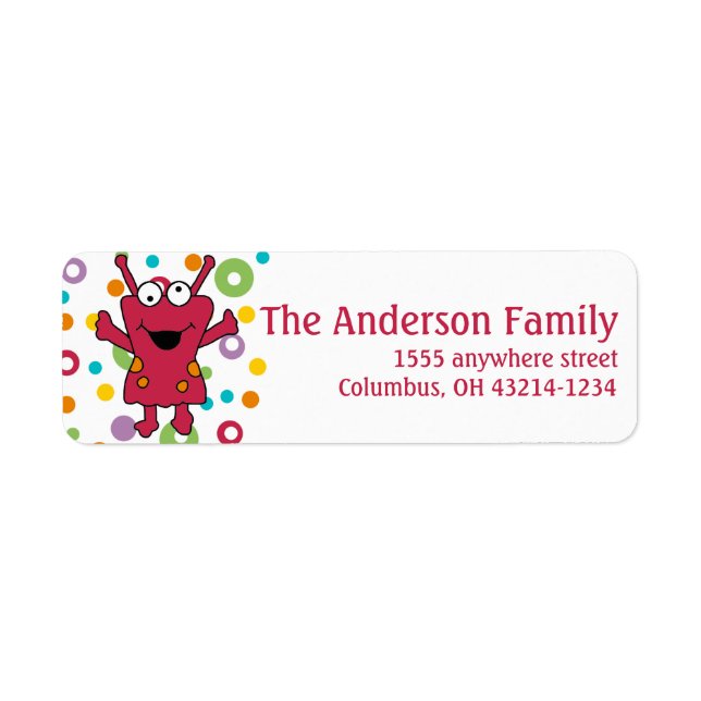 Red Alien Cute Return Address Labels design1 (Front)