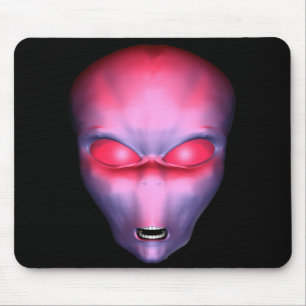Red Alien Face Mouse Mat