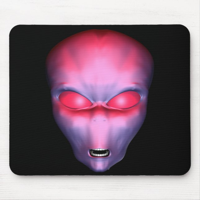 Red Alien Face Mouse Mat (Front)