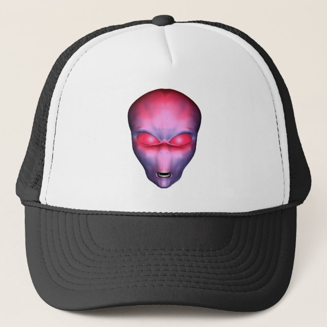Red Alien Face Trucker Hat (Front)