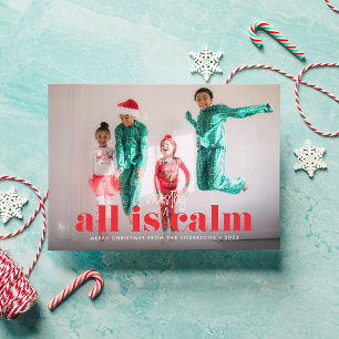 Red All is Mostly Calm Single Photo Holiday Card