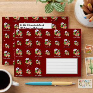 Red All-Over Print Christmas Chilli Return Address Envelope
