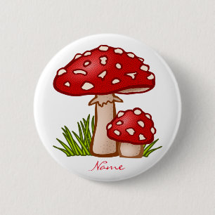 Red Amanita Mushrooms Thunder_Cove 6 Cm Round Badge