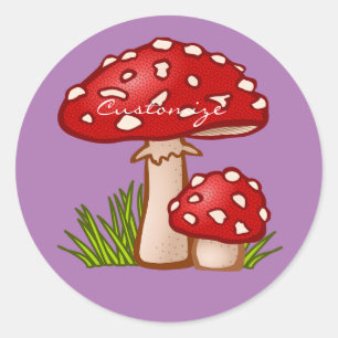 Red Amanita Mushrooms Thunder_Cove Classic Round Sticker