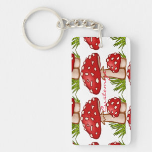 Red Amanita Mushrooms Thunder_Cove Key Ring