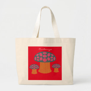 Red Amanita Mushrooms Thunder_Cove  Large Tote Bag