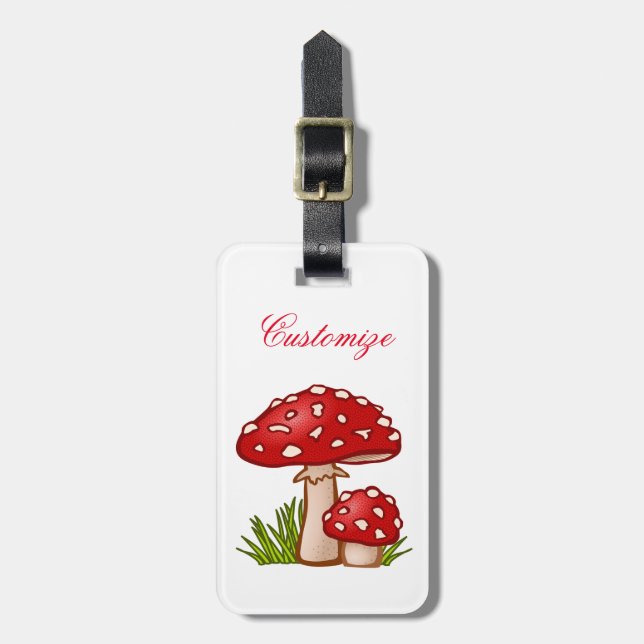 Red Amanita Mushrooms Thunder_Cove Luggage Tag (Front Vertical)