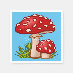Red Amanita Mushrooms Thunder_Cove Napkin