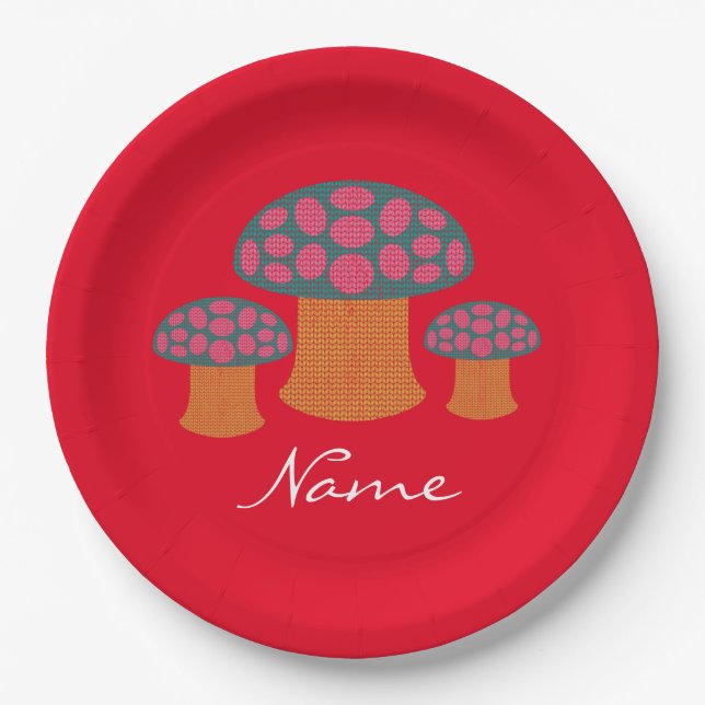 Red Amanita Mushrooms Thunder_Cove   Paper Plate (Front)