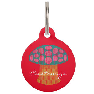 Red Amanita Mushrooms Thunder_Cove Pet Tag