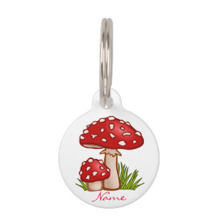 Red Amanita Mushrooms Thunder_Cove Pet Tag