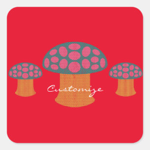 Red Amanita Mushrooms Thunder_Cove  Square Sticker