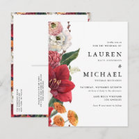 Red Amaryllis and Autumn Floral QR Code Wedding