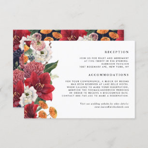 Red Amaryllis Botanical Winter Wedding Details Enclosure Card