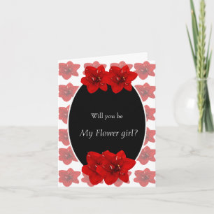 Red Amaryllis Flower girl Thank You Card