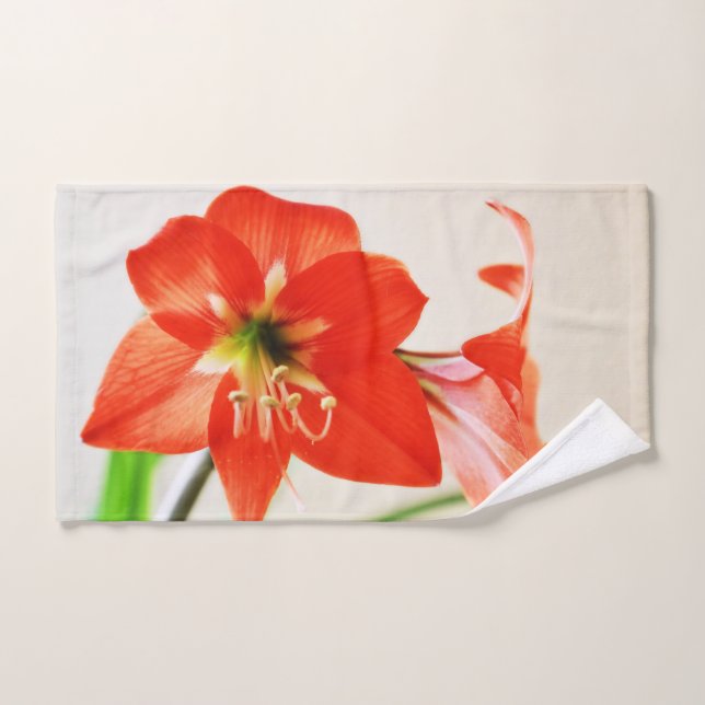 Red Amaryllis Flower Hand Towel (Hand Towel)