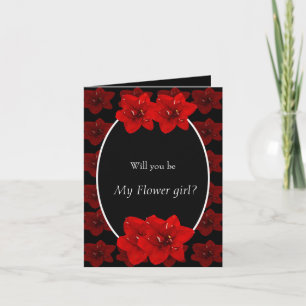 Red Amaryllis flower wedding floral girl Thank You Card