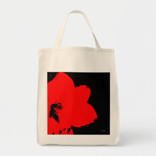 red amaryllis tote bag