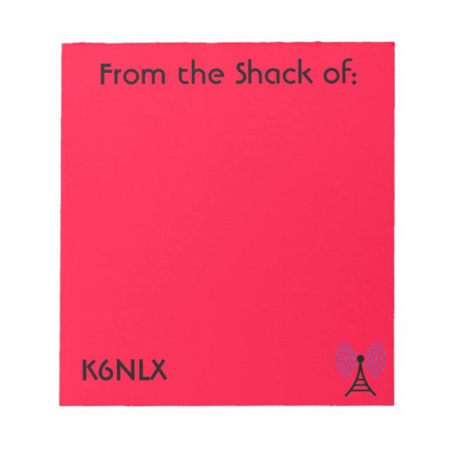 Red Amateur Radio Call Sign Notepad (Front)