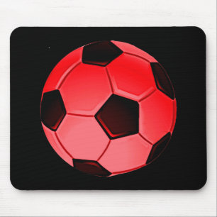 Red American Soccer or Association Football Ball Mouse Mat