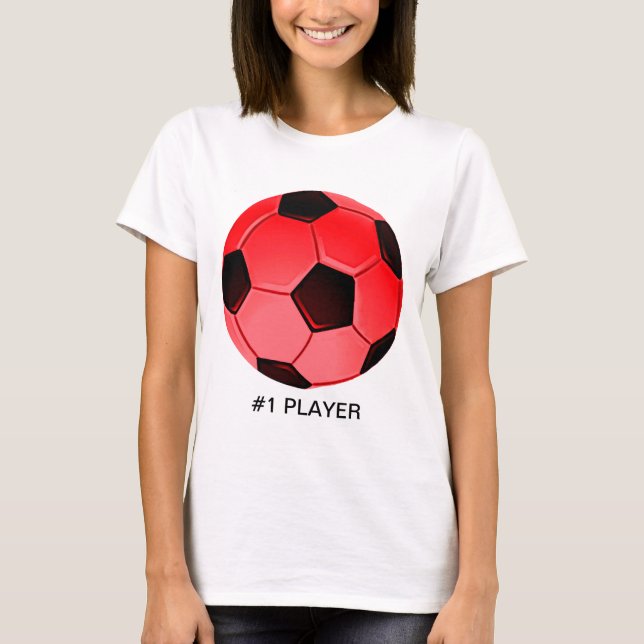 Red American Soccer or Association Football Ball T-Shirt (Front)