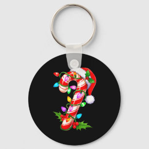 Red & White Candy Cane Crew Christmas Santa Ha Key Ring