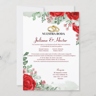  Red an green Floral Wedding Invitation