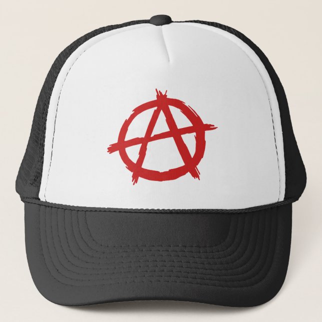Red Anarchist A Symbol Anarchy Logo Trucker Hat (Front)