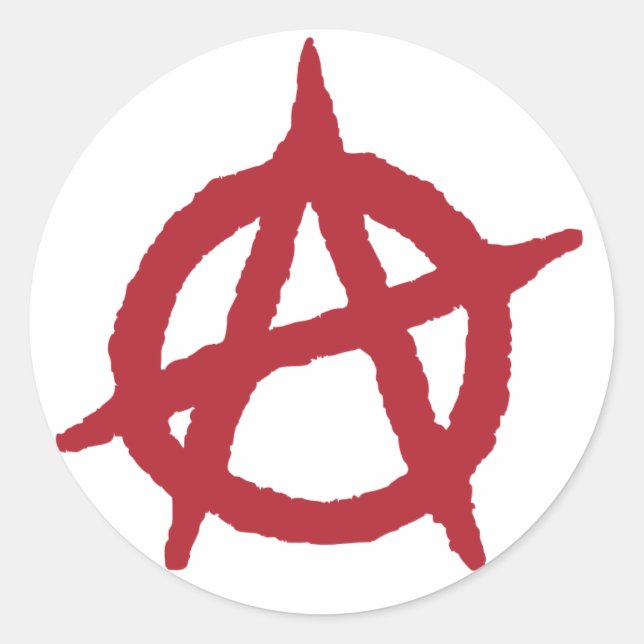 Red Anarchy Symbol Classic Round Sticker (Front)
