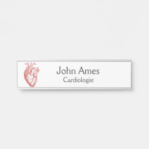 Red Anatomical Heart Cardiology Medical Door Sign
