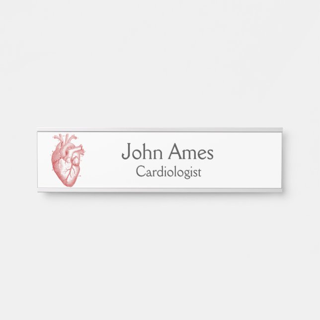 Red Anatomical Heart Cardiology Medical Door Sign (Front)