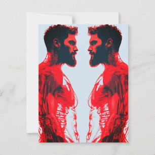 Red Anatomy – Abstract Human Muscle Study Postcard