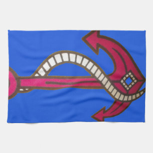 Red Anchor Art Print Tea Towel