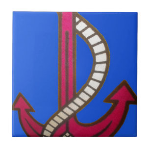 Red Anchor Art Print Tile