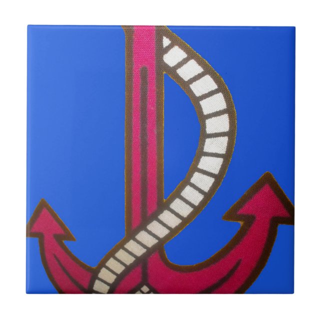 Red Anchor Art Print Tile (Front)