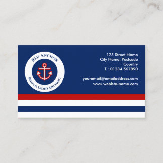 Red Anchor Boat Yacht Nautical Specialist Business Card